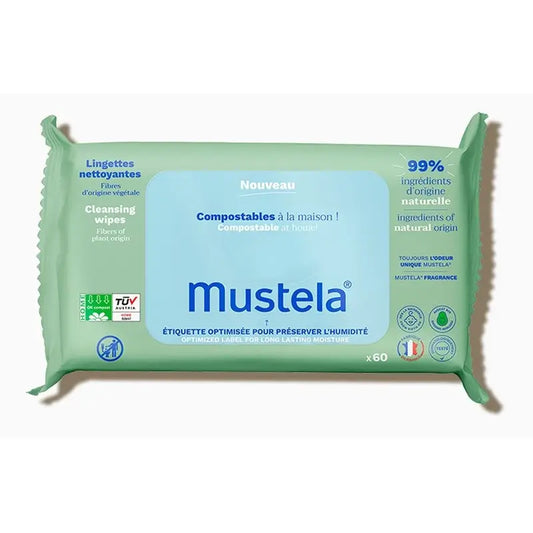 Mustela puhdistuspyyhkeet, joissa on orgaanista avokadoa, 60 kpl