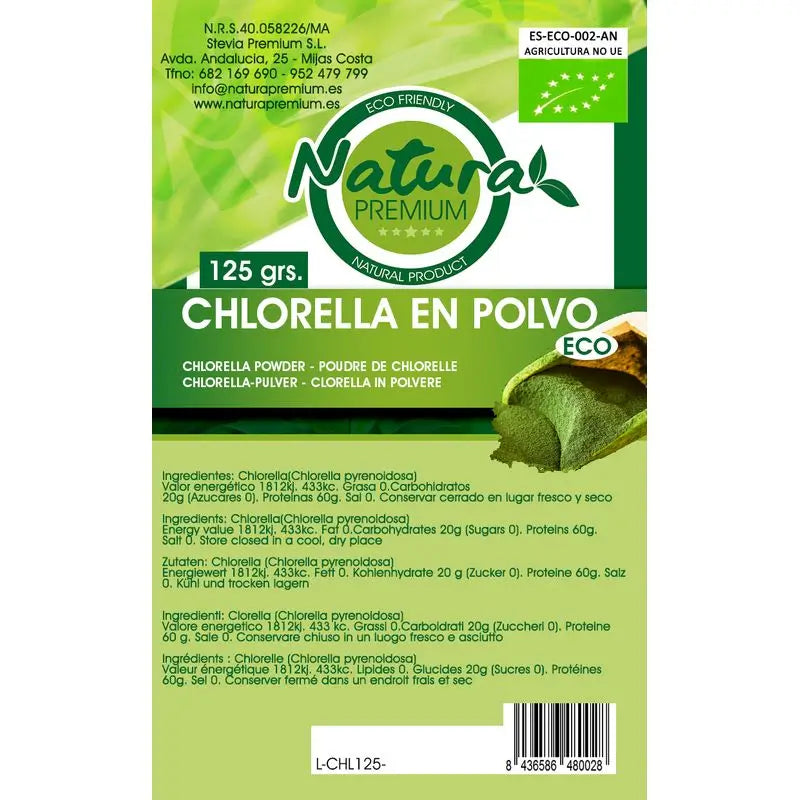 Natura Premium -luomuchlorellajauhe, 125 g