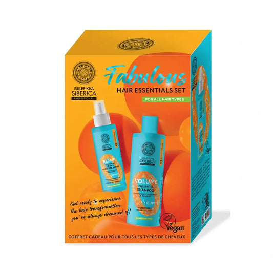 Natura Siberica Fabulous Hair Essentials -sarja: volyymia antava shampoo, 400 ml + monitoimiseerumi, 200 ml 