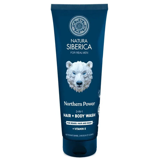 Natura Siberica Men Wild Arctic. 3-in-1-geeli hiuksille, vartalolle ja kasvoille, 200 ml