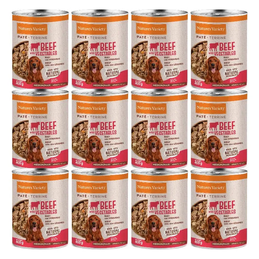 Nature'S Variety Koirien kostearuoka, Medium, naudanlihaa, yksittäispakkaus, 12 x 400 g