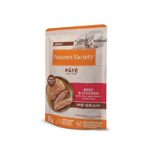 Nature'S Variety kissan märkäruoka, Mini, naudanlihaa ja kanaa, yksittäispakkaus, 70 g