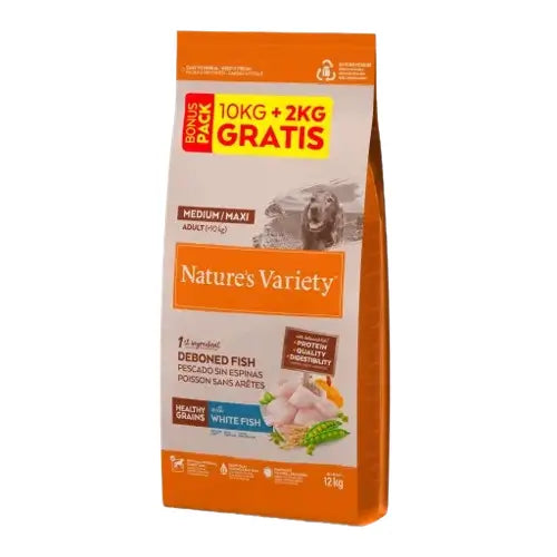 Nature'S Variety Healthy Grain Adult Medium Maxi Valkokala Koiranruoka 10+2 kg