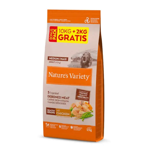 Nature'S Variety Healthy Grain Adult Medium Maxi Kana Koiranruoka 10+2 kg