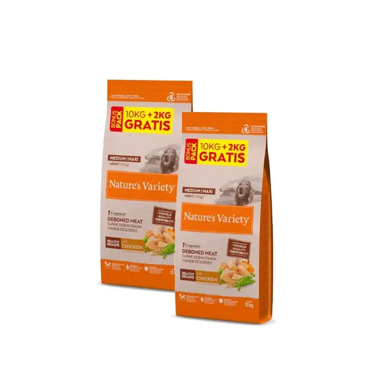 Nature'S Variety Healthy Grain Adult Medium Maxi Kana Koiranruoka 2 x 10+2 kg:n pakkaus