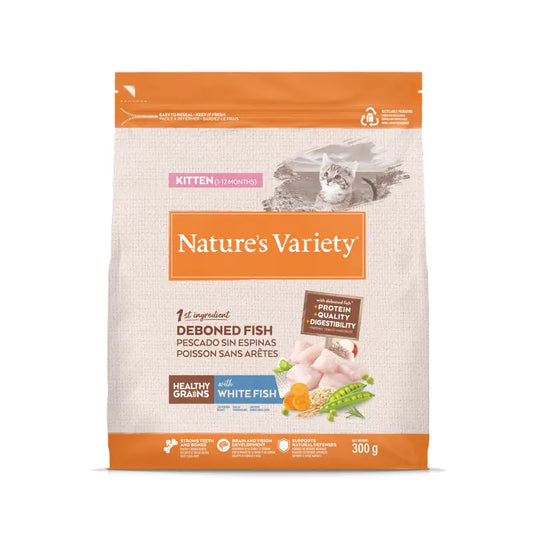 Nature'S Variety Healthy Grain Kitten -kissanpennun rehu, jossa on valkoista kalaa, 300 g