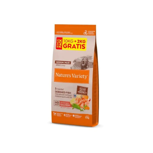 Nature'S Variety No Grain Medium/Maxi -koiranruoka, lohi, 10+2 kg