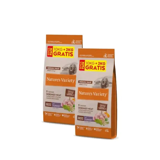 Nature's Variety Koirat Medium Turkey viljalla, 2 x 12 kg:n pakkaus