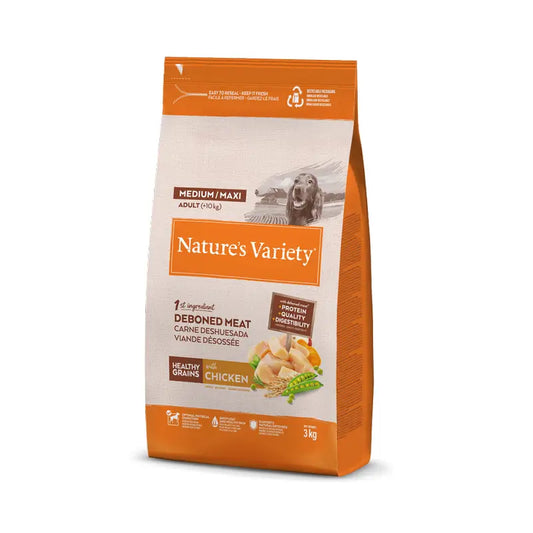 Nature'S Variety Koiranruoka, keskikokoiset aikuiset koirat, Healthy Grains -kananmakuinen, luonnollinen, 3 kg