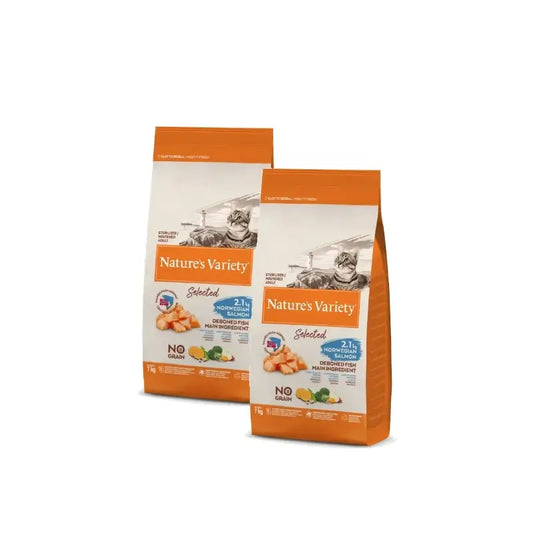 Nature's Variety Selected Feline Adult Sterilized Salmon -kissanruoka 7 kg, 2 kpl:n pakkaus