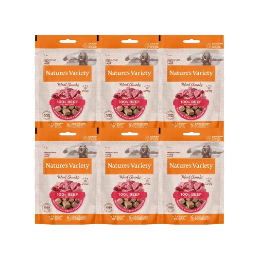 Nature'S Variety Toppers -kuivajäädytetyt koiranherkut, naudanlihalla, luonnolliset, 6 x 50 g