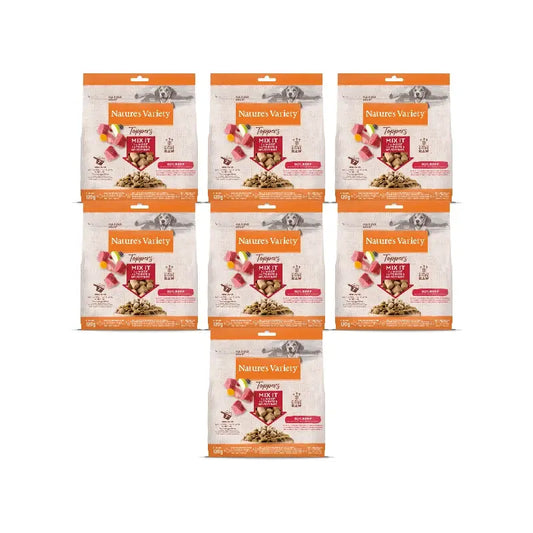 Nature'S Variety Toppers -kuivajäädytetyt koiranherkut, naudanlihaa, luonnolliset, 7 x 120 g