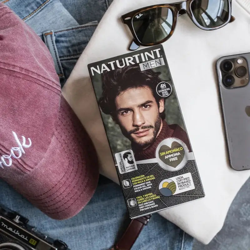 Naturtint Men -väriaine, pysyvä värjäys miehille, hiukset ja parta, ammoniakiton, 4N – luonnollinen kastanjanruskea