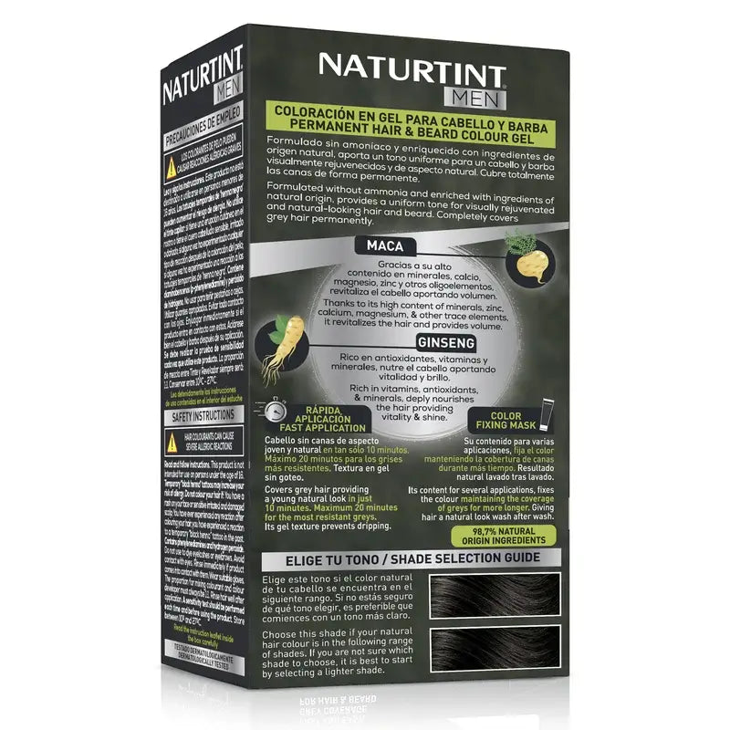 Naturtint Men -väriaine, pysyvä värjäys miehille, hiukset ja parta, ammoniakiton, 4N – luonnollinen kastanjanruskea