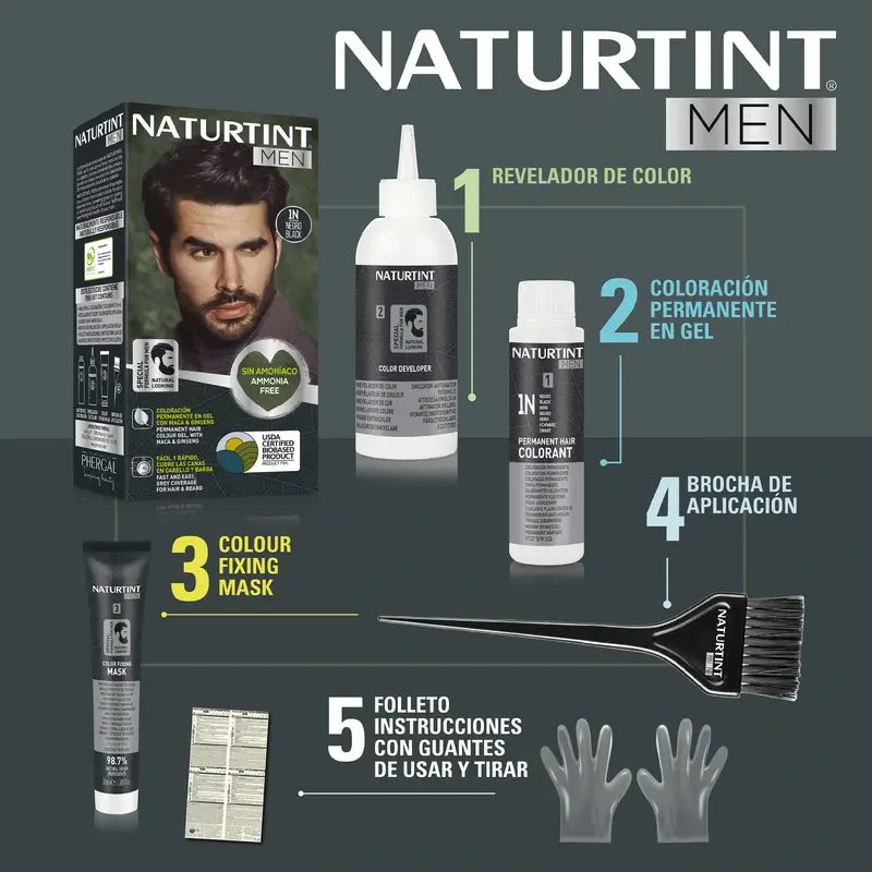 Naturtint Men -väriaine, pysyvä värjäys miehille, hiukset ja parta, ammoniakiton, 7N – pähkinänruskea