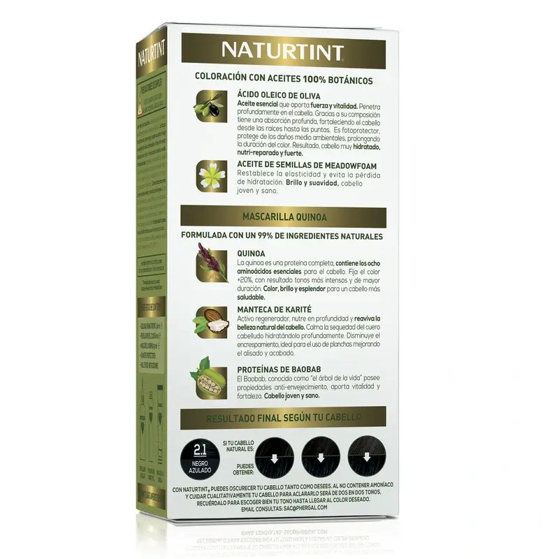 Naturtint Pysyvä hiusväri, ammoniakiton 2.1 – Sinertävä musta