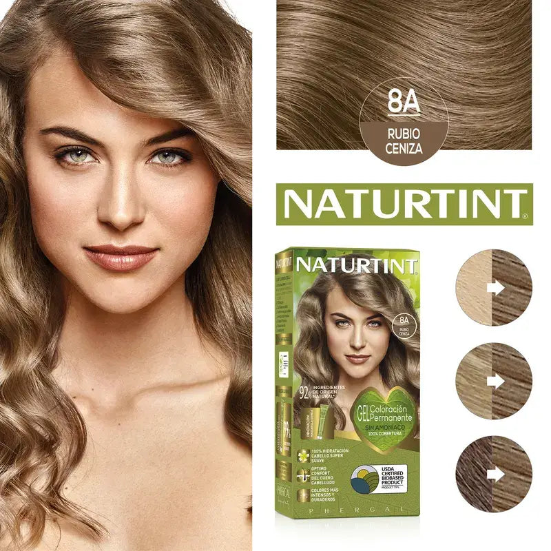 Naturtint Pysyvä hiusväri, ammoniakiton 8A – tuhkanvaalea