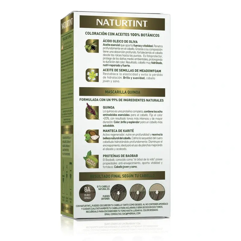 Naturtint Pysyvä hiusväri, ammoniakiton 8A – tuhkanvaalea