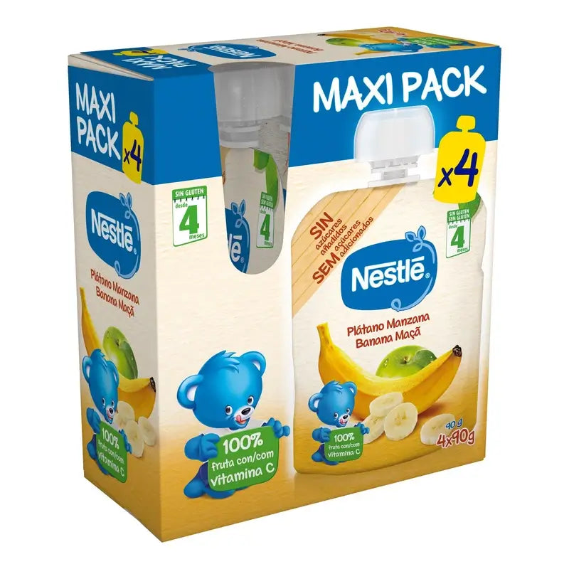 Nestlé-pussi, banaani ja omena, 4 x 90 g