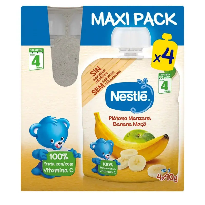 Nestlé-pussi, banaani ja omena, 4 x 90 g