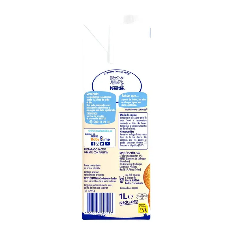 Nestlé Nativa Crecimiento -keksi 3-vuotiaille, 1 l