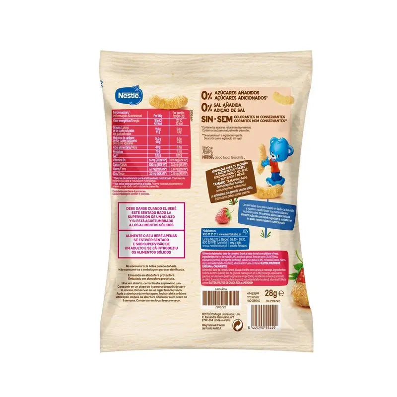 Nestlé Healthy Snacking Happy Puffs -maissipuffit, mansikka, 28 g