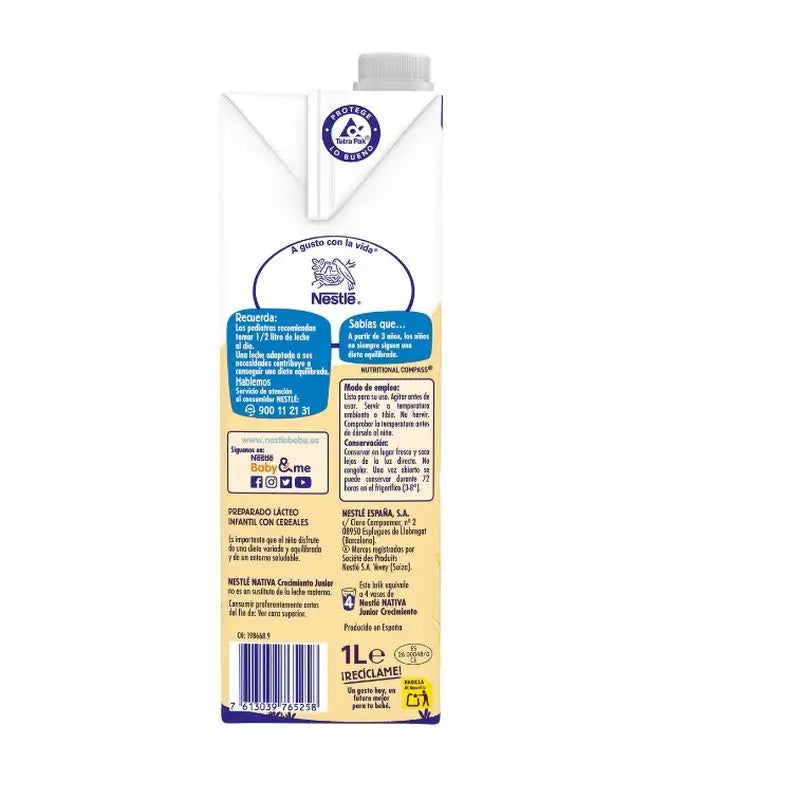 Nestlé Nativa Junior Kasvuvaiheen viljapuuro 3-vuotiaille, 1 l