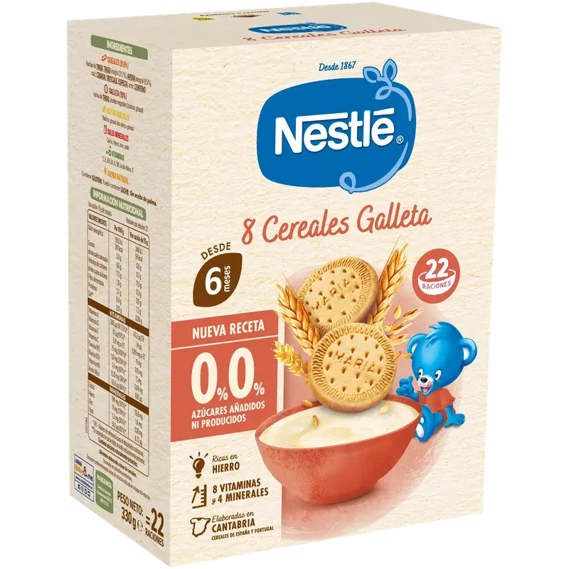 Nestlé 8-viljainen vauvanruoka, 0 % keksiä, 330 g
