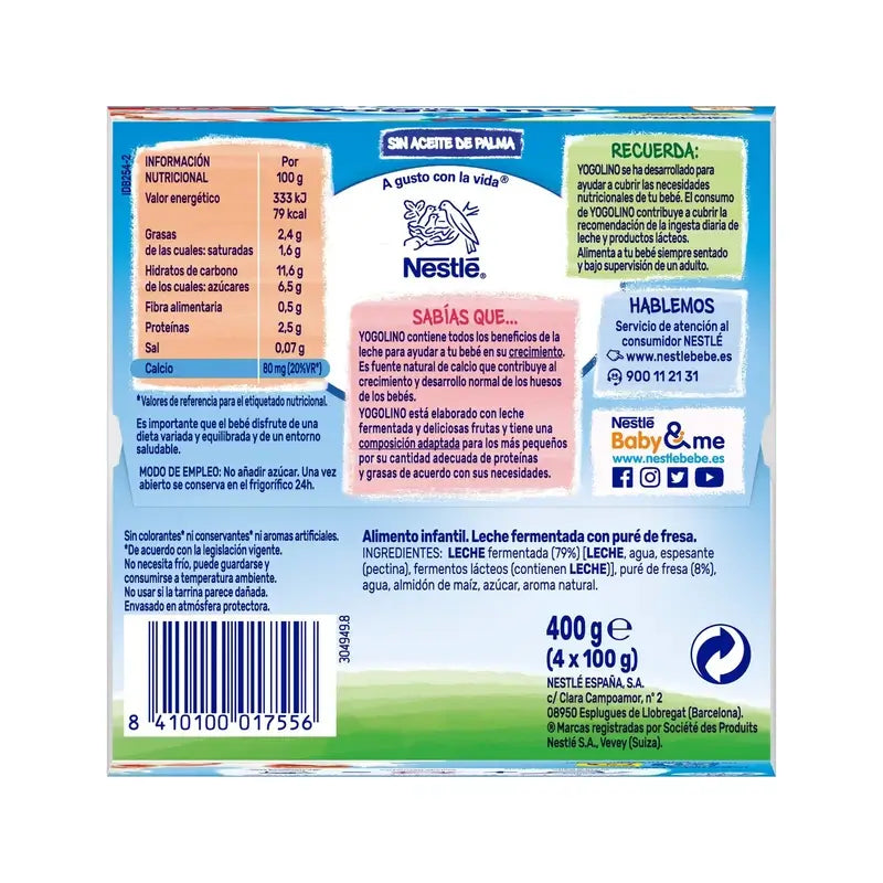 Nestlé Yogolino Mansikka, 4 x 100 g