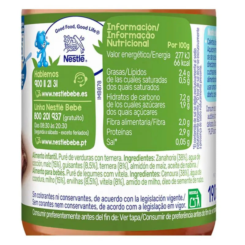 NESTLÉ-pakkaus, herne- ja naudanlihapurkkeja, 190 g x 6 kpl