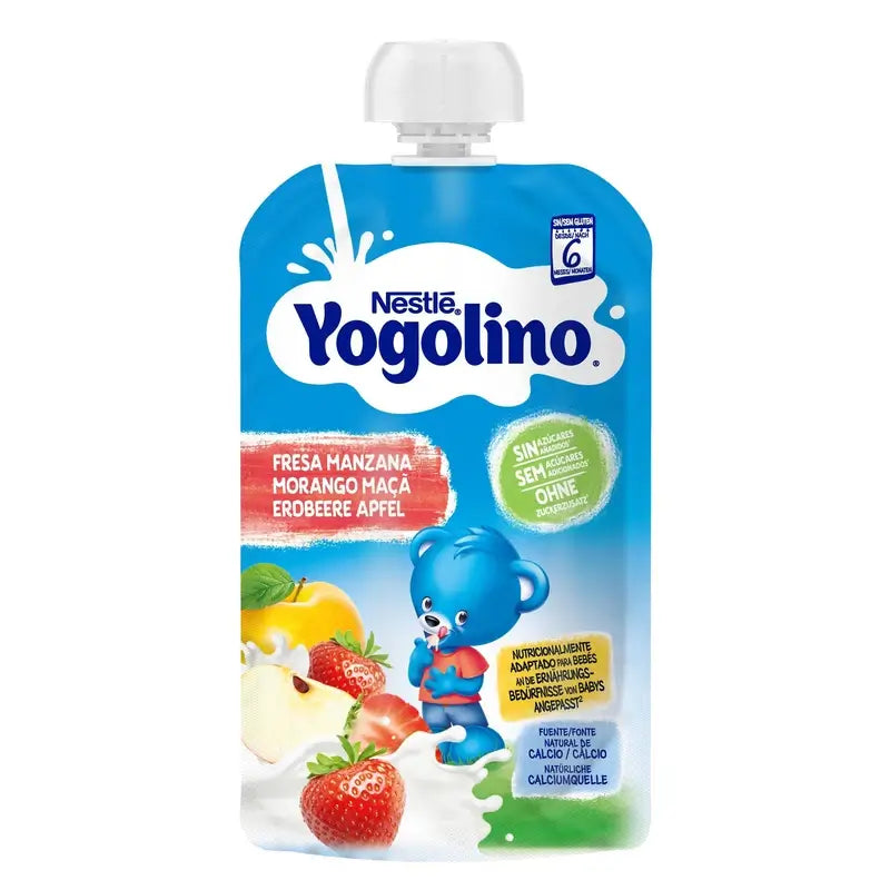 Yogolino sokeriton mansikka-omena-pussi, 100 g