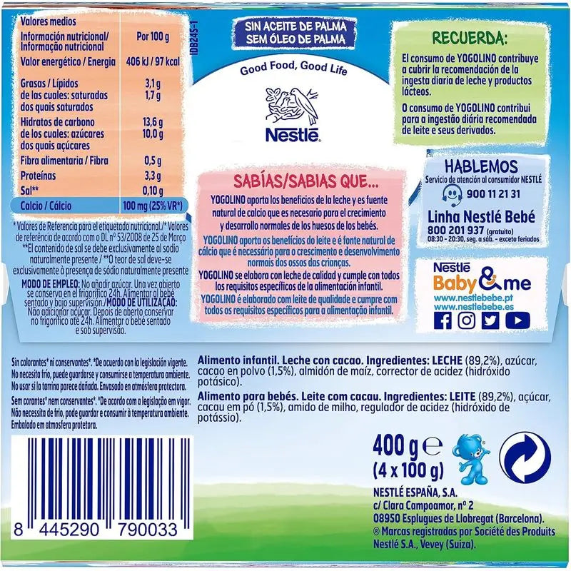 Yogolino Cacao, 4 x 100 g