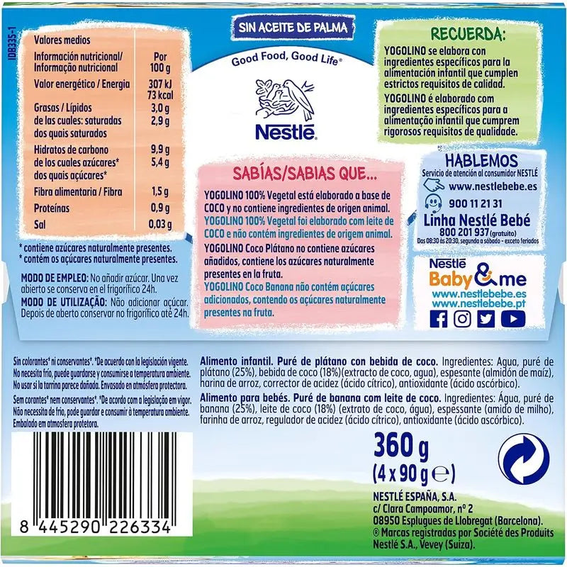Yogolino Kookos-banaani, 4 x 90 g