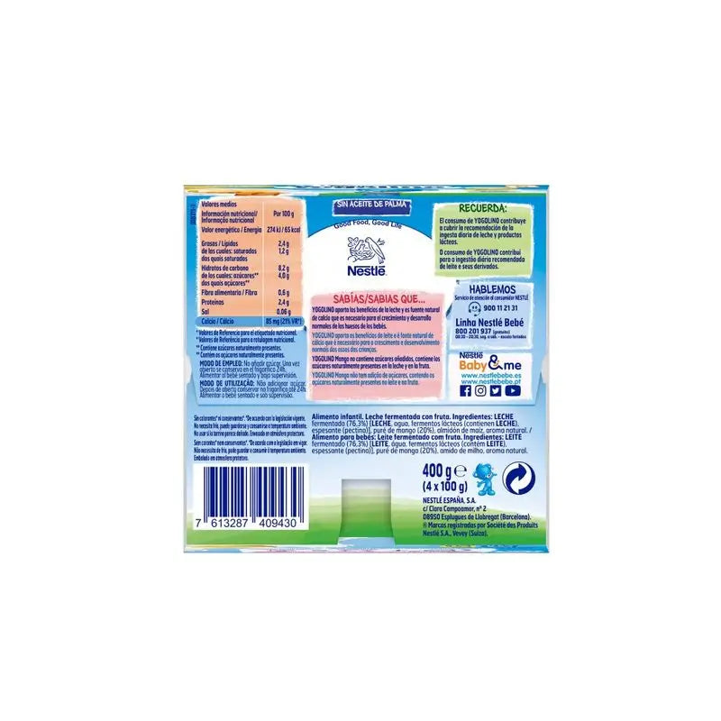 Nestlé Yogolino Mango, sokeriton, 4 x 100 g