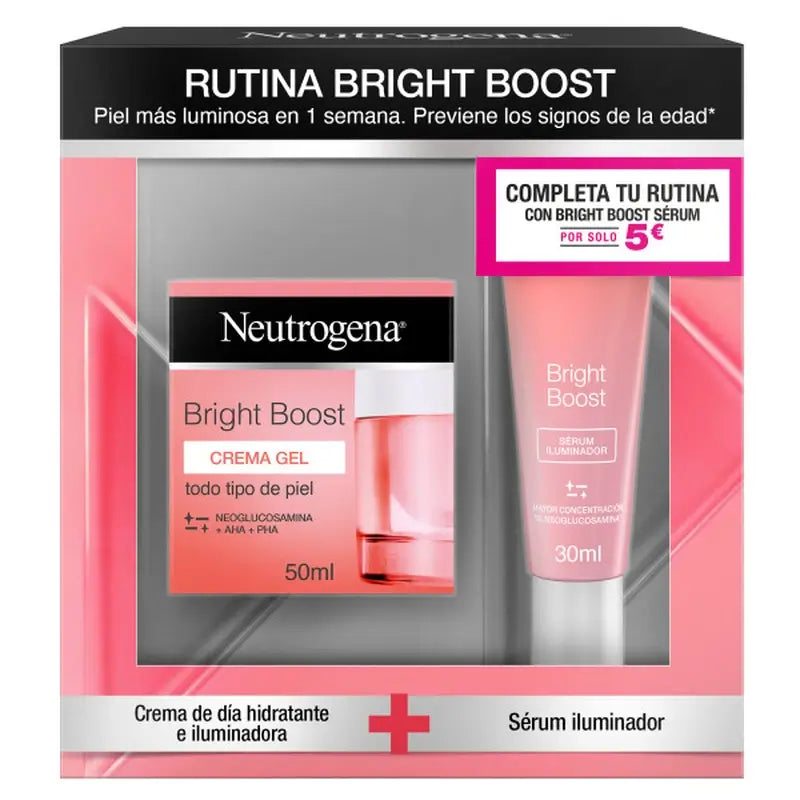 Neutrogena Bright Boost Pack -päivävoidegeeli 50 ml + kasvoserumi 30 ml
