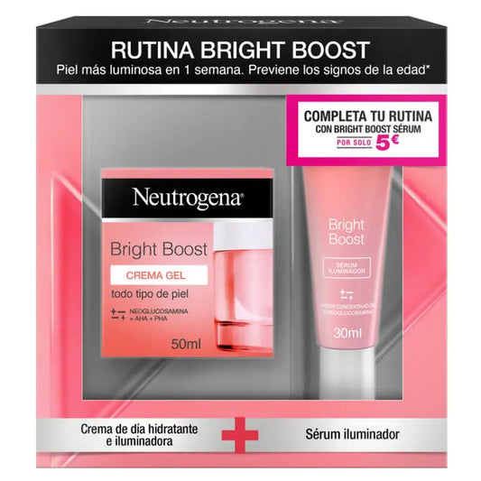 Neutrogena Bright Boost Pack -päivävoidegeeli 50 ml + kasvoserumi 30 ml