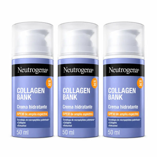 Neutrogena Collagen Bank kasvojen kosteusvoide SPF 30, 3 x 50 ml:n pakkaus