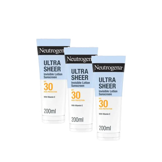 Neutrogena Ultra Sheer näkymätön kosteuttava voide SPF 30, 3 x 200 ml:n pakkaus