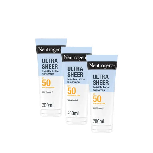 Neutrogena Ultra Sheer näkymätön kosteuttava voide SPF 50, 3 x 200 ml:n pakkaus