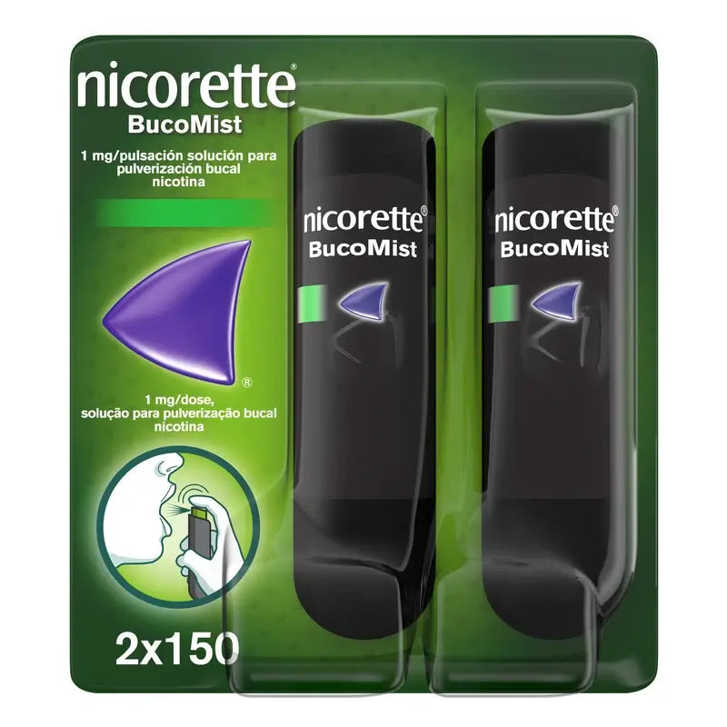 Nicorette® BucoMist 1 mg/puhallus suuhun sumutettava liuos. 2 kpl:n pakkaus