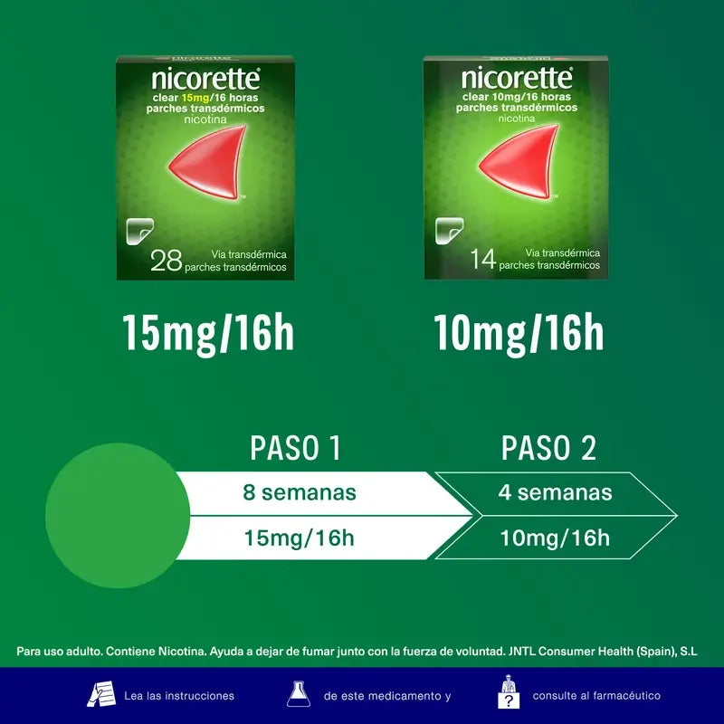 Nicorette® Clear 10 mg/16 tuntia, 14 ihon läpi imeytyvää laastaria