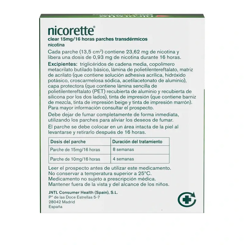 Nicorette Clear 15 mg/16 tuntia, 14 ihon läpi imeytyvää laastaria