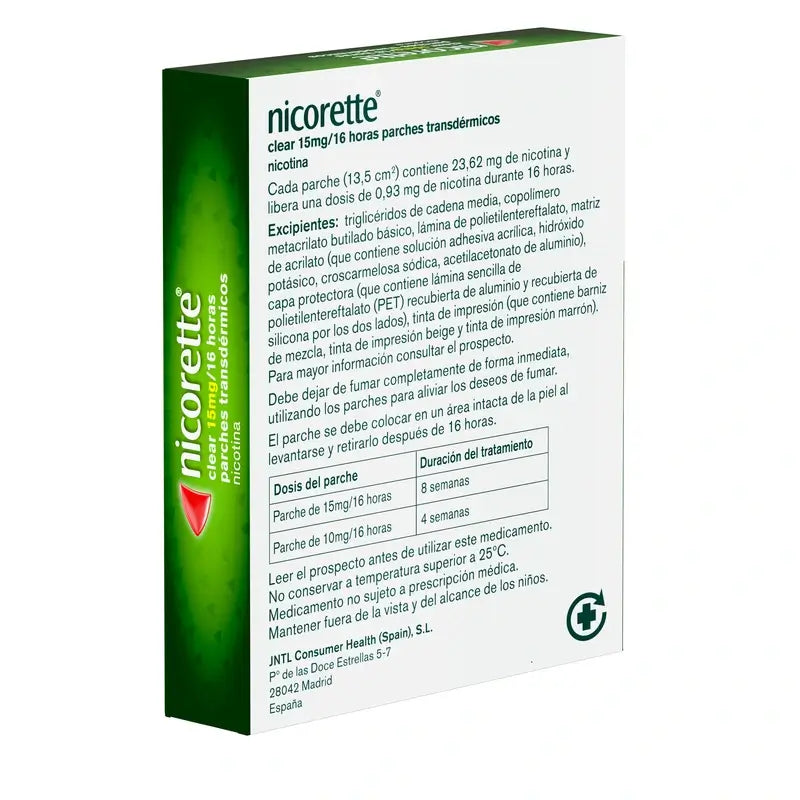 Nicorette Clear 15 mg/16 tuntia, 14 ihon läpi imeytyvää laastaria