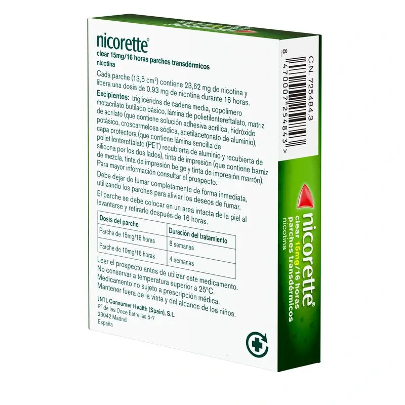 Nicorette Clear 15 mg/16 tuntia, 14 ihon läpi imeytyvää laastaria