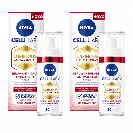 Nivea Cellular Luminous 630 2-in-1-kasvoseerumi, joka ehkäisee pigmenttimuutoksia ja ikääntymistä, 30 ml, 2 kpl:n pakkaus