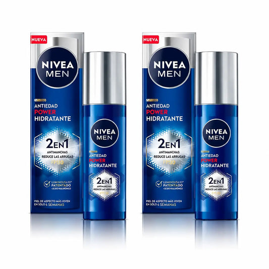 Nivea Men Power 2-in-1-kosteusvoide, joka ehkäisee pigmenttimuutoksia ja ryppyjä, SPF 30, 50 ml, 2 kpl:n pakkaus