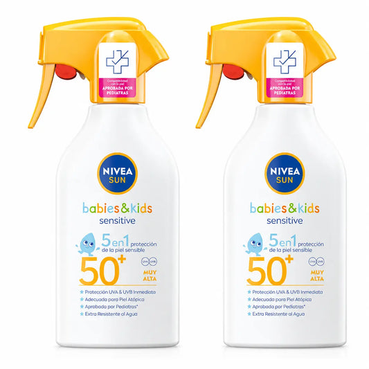 NIVEA Sun Vauvat ja lapset Sensitive aurinkosuojaspray SPF50+, 270 ml, 2 kpl:n pakkaus