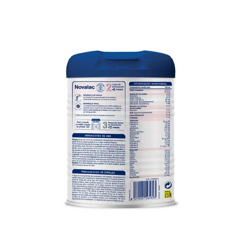 Novalac 2 jatkomaitoseos, 8 x 800 g:n pakkaus