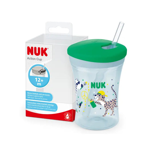 Nuk Action Cup -opetusmuki +12 kuukautta, leopardi (vihreä), 230 ml