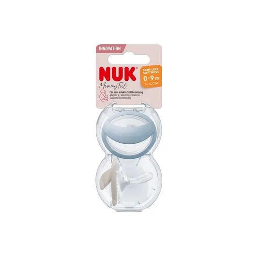 Nuk Mommy Feel -tutti 0–9 kk, sininen-harmaa, 2 kpl